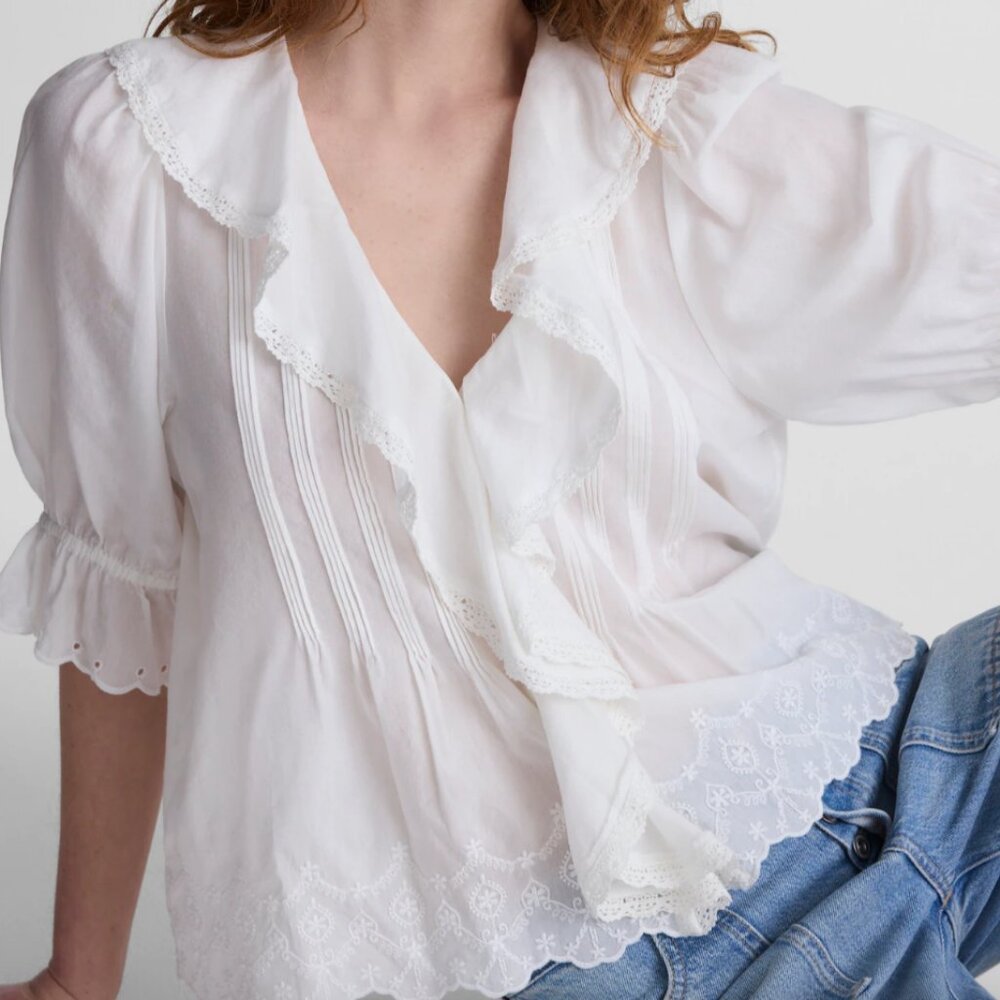 The Blair Top White embroidered cotton blouse with eyelet - Picture 3 of 5